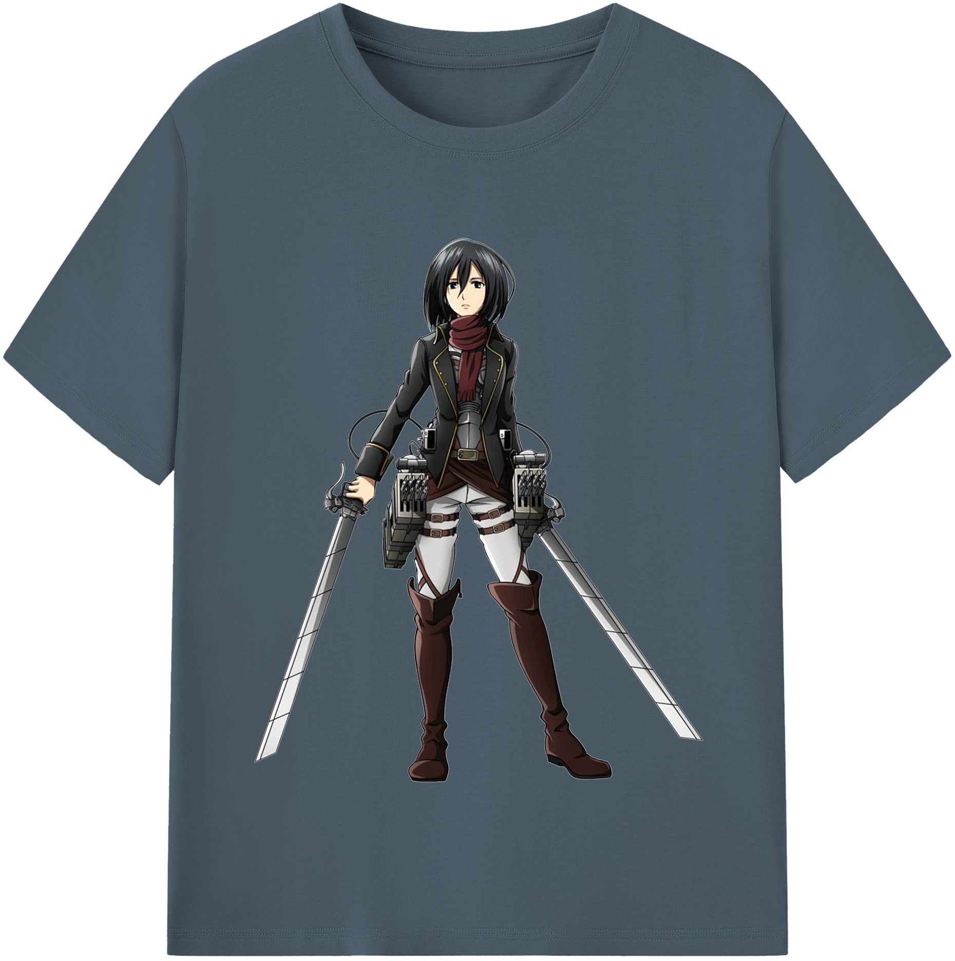 （画像用） 進撃の巨人 ミカサ·アッカーマン Attack on Titan Mikasa Ackerman 綿100％半袖Tシャツ（フロントプリント）